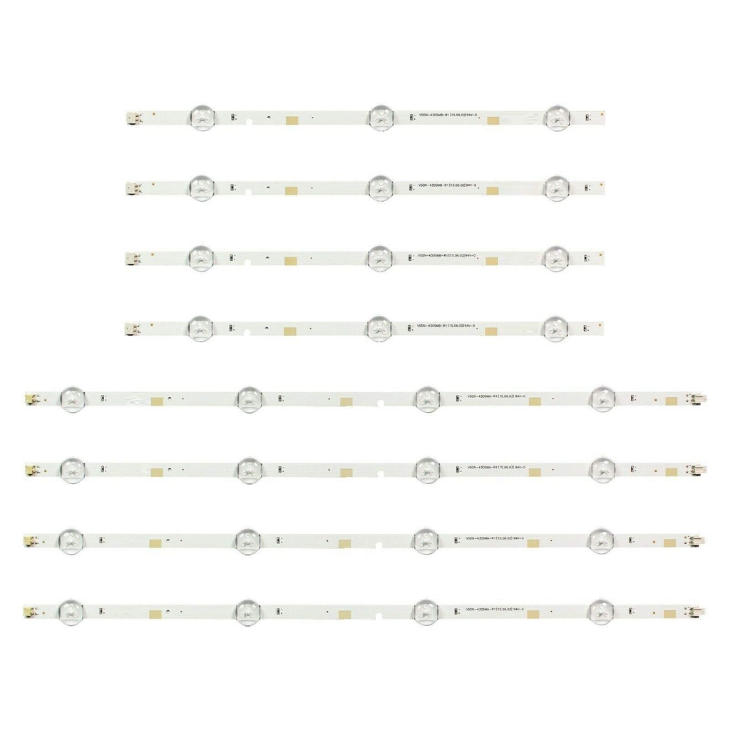 [Fila 10][AT3] LED BAR FOR TV MODEL SAMSUNG Importada UN43J5200AKXZL, UN43J5200DKXZL, UN43J5290AKXZL, UN43T5300AKXZL, LH43BENELGA/ZX, UN43M5300AFXZA Composición 8 unidades